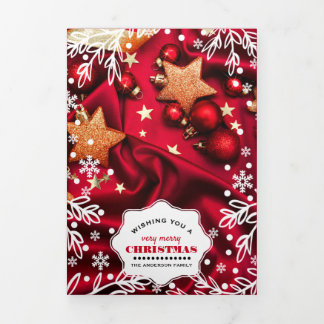 Sehr frohe Weihnachten. Mehrfamilienhaus Foto Dreifach Gefaltete Ankündigung