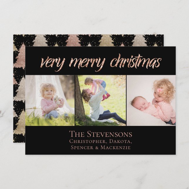 Sehr frohe Weihnachten | Modernes Rose Gold Chic F (Vorne/Hinten)