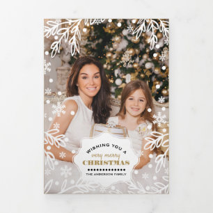 Sehr frohe Weihnachten. Multi-Foto-Urlaubskarte Dreifach Gefaltete Ankündigung