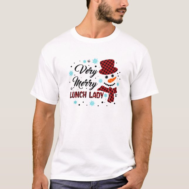 Sehr frohe Weihnachten Pajamas Snowman Lunch Lady  T-Shirt (Vorderseite)