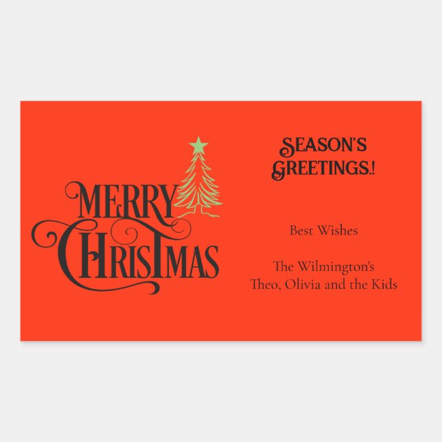 Sehr frohe Weihnachts-Geschenketikett Rechteckiger Aufkleber (Vorderseite)