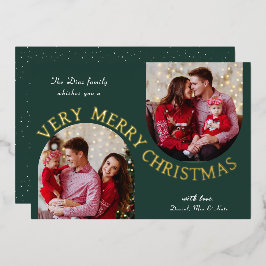 Sehr frohe Weihnachts-Grün-Foto Foil-Urlaubskarte Folien Feiertagskarte