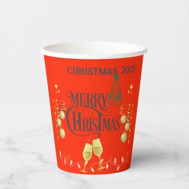 Sehr frohe Weihnachts-Party Pappbecher (Vorderseite)