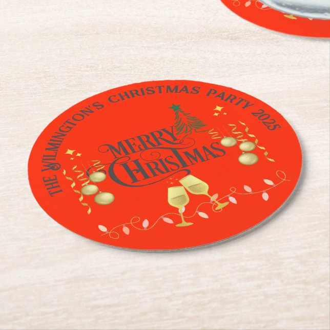 Sehr frohe Weihnachts-Party Runder Pappuntersetzer (Angewinkelt)