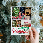 Sehr frohe Weihnachts Script 3 Foto Feiertagskarte<br><div class="desc">Günstige Weihnachtskarten mit einer einfachen DIY-Vorlage zum Anpassen. Dieses spaßige Design zeichnet sich durch eine skurrile Typografie in Rot und Grün aus. Die Nachricht lautete "Ich wünsche dir ein sehr frohes Weihnachtsfest". Die Vorlage hat Platz für 3 Fotos der Familie. Verwenden Sie die Entwurfswerkzeuge, um die Schriftart und Farben zu...</div>