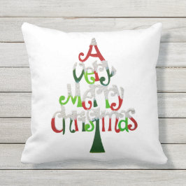 Sehr froher Weihnachtsbaum Kissen Für Draußen