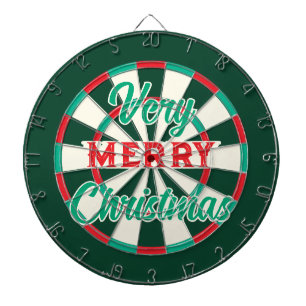 Sehr fröhliche Weihnachten Klassisches Grün Rot & Dartscheibe