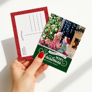 Sehr fröhliche Weihnachts-Script-Foto Feiertagspostkarte