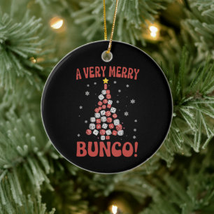 Sehr fröhlicher Bunco-Weihnachtsbaum-Würfelspielab Keramik Ornament