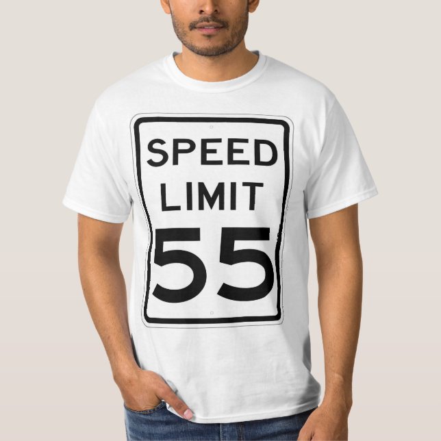 Sehr Fun 55 MPH Speed Limit Sign T - Shirt (Vorderseite)