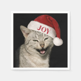 Sehr Funny Santa Cat Laugh Foto Weihnachten Serviette