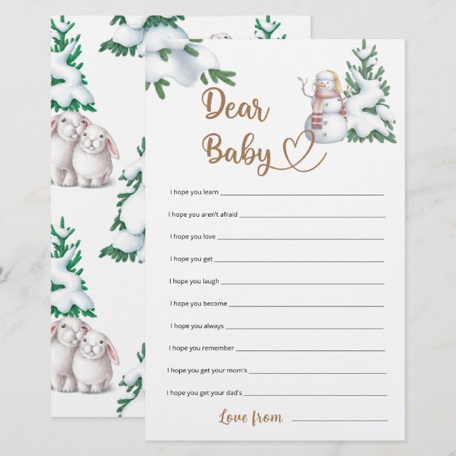 Sehr geehrte Baby Winter Baby Shower Game (Vorne/Hinten)
