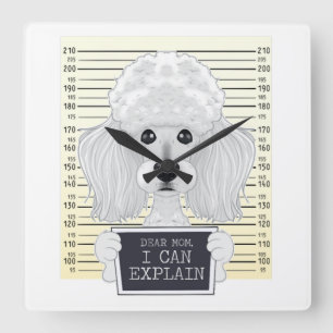 Sehr geehrte Mama, ich kann erklären, ich Poodle M Quadratische Wanduhr