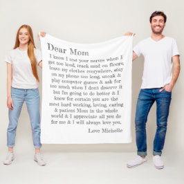 Sehr geehrte Mama Letter Fun Typografy Personalisi Fleecedecke