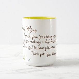 Sehr geehrte Mama Letter Message Zweifarbige Tasse