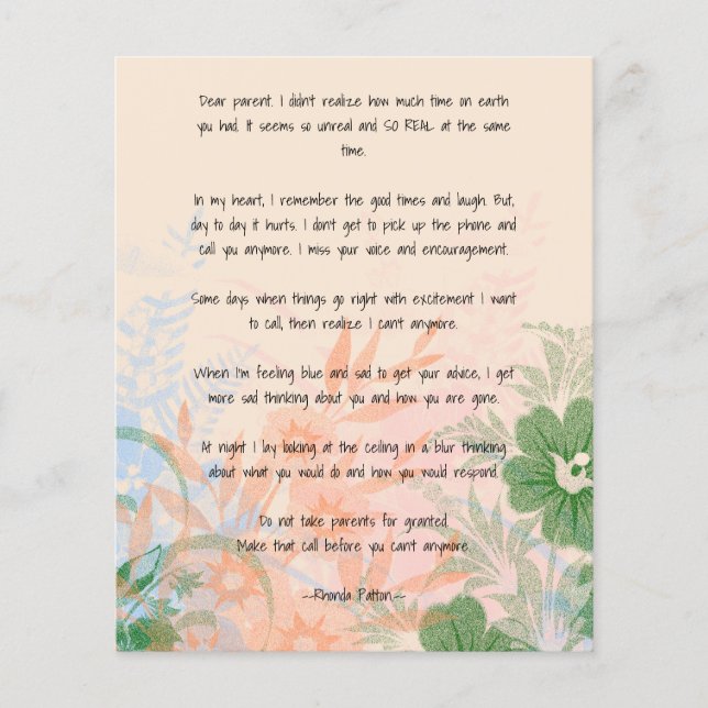 Sehr geehrte Mutter Flyer (Vorne)