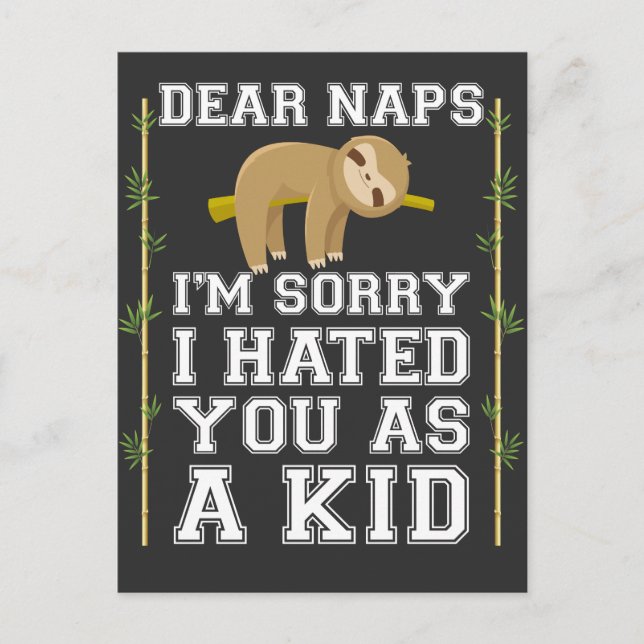 Sehr geehrte Nickerchen Niedlich Sloth Napping Laz Postkarte (Vorderseite)