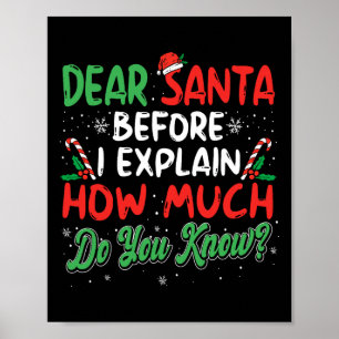 Sehr geehrte Santa I's erklärt Spaß Weihnachten Mä Poster