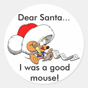 Sehr geehrte Santa Mouse Runder Aufkleber
