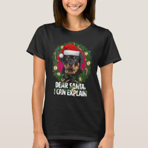 Sehr geehrte Santa Niedlich Rottweiler Welpe Naugh T-Shirt