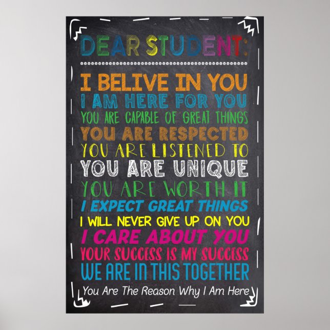 Sehr geehrte Studentin Poster Dekoration (Vorne)