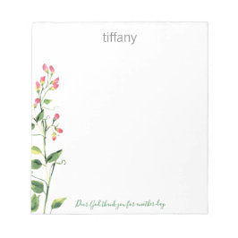 Sehr geehrter Gott, vielen Dank, floral Stem Notep Notizblock