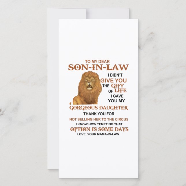 Sehr geehrter Herr Schwiegersohn, ich habe dir mei Dankeskarte (Vorderseite)