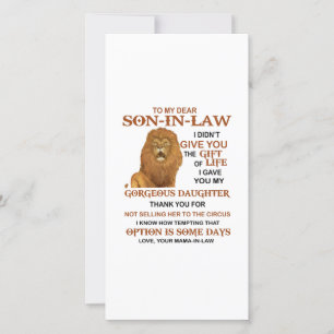 Sehr geehrter Herr Schwiegersohn, ich habe dir mei Dankeskarte