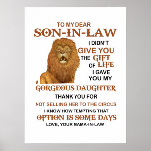 Sehr geehrter Herr Schwiegersohn, ich habe dir mei Poster