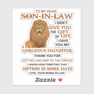 Sehr geehrter Herr Schwiegersohn, ich habe dir nic Aufkleber