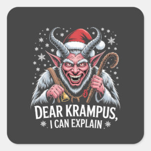 Sehr geehrter Krampus, ich kann Weihnachten Santa Quadratischer Aufkleber