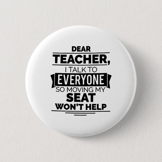 Sehr geehrter Lehrer, ich spreche mit allen, also  Button (Vorderseite)