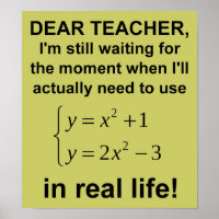 Sehr geehrter Lehrer Real Life Mathe Funny Poster