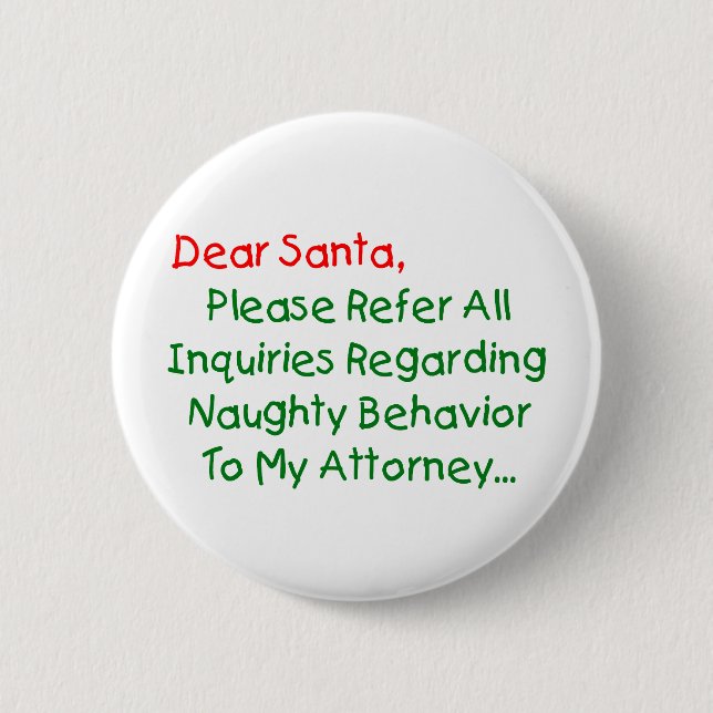 Sehr geehrter Santa Anwalt - Funny Christmas Lette Button (Vorderseite)