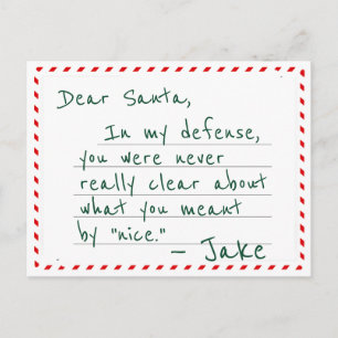 Sehr geehrter Santa Defendant Plea Funny Christmas Postkarte