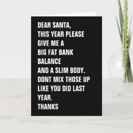 Sehr geehrter Santa Fat Bank Saldo Slim Body Feiertagskarte