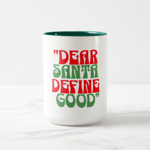 Sehr geehrter Santa Red und Green Groovy Retro Sch Zweifarbige Tasse