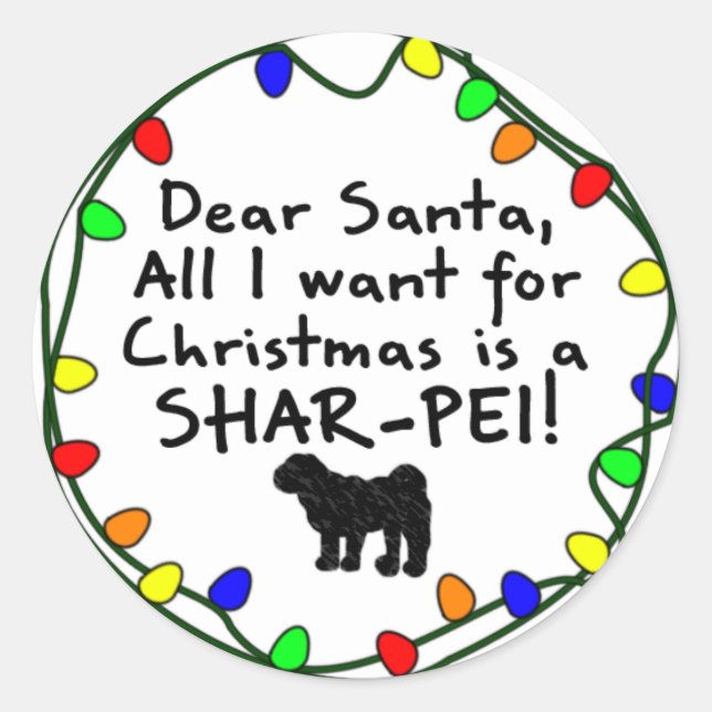 Sehr geehrter Santa Shar-Pei Runder Aufkleber (Vorderseite)