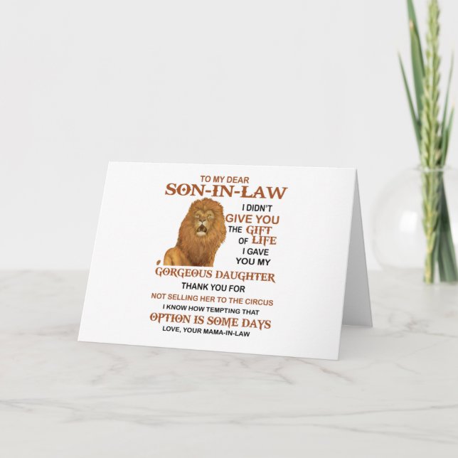 Sehr geehrter Schwiegersohn, ich habe dir nicht da Karte (Vorderseite)