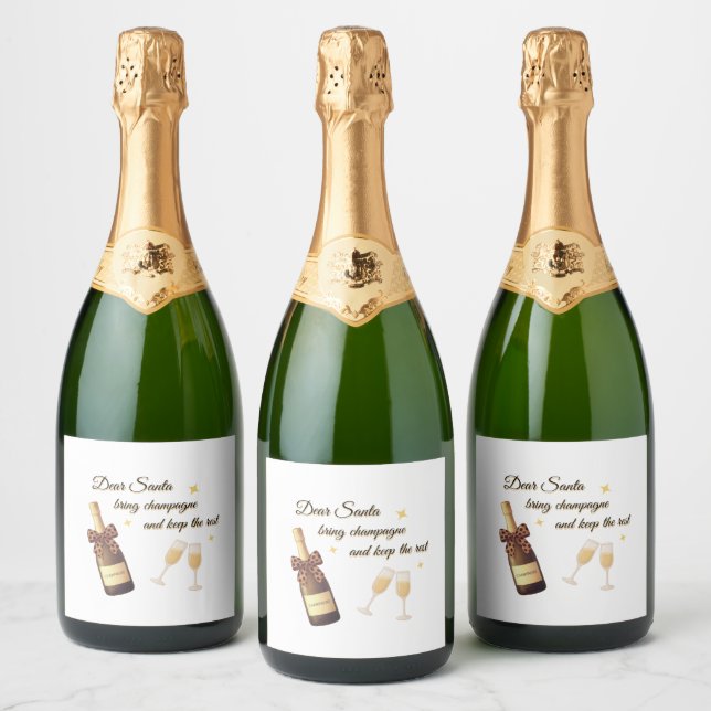 Sehr geehrter Weihnachtsmann Champagner-Design (Flaschen)