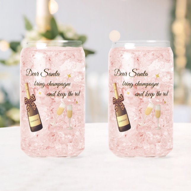 Sehr geehrter Weihnachtsmann Champagner-Design Dosenglas (Insitu (Hochzeit))