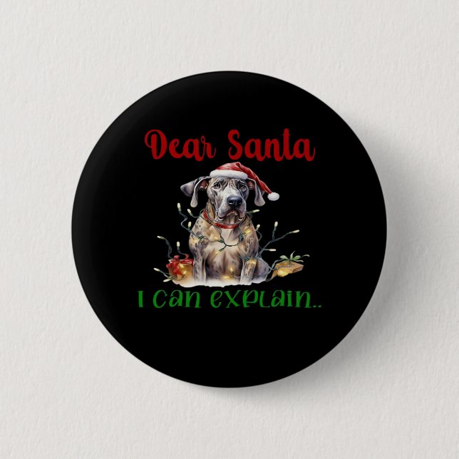 Sehr geehrter Weihnachtsmann kann große Dane Essen Button (Vorderseite)