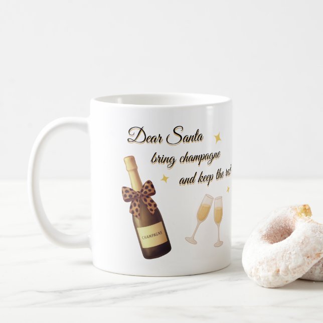 Sehr geehrtes Santa Champagner Design Kaffeetasse (Mit Donut)