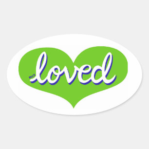 Sehr geliebt - Herz der grünen Liebe - Ovaler Aufkleber