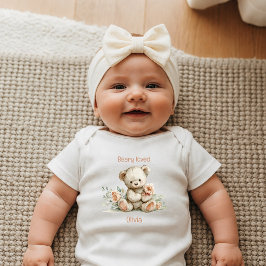 Sehr geliebter Teddybär personalisiertes Neugebore Baby Strampler