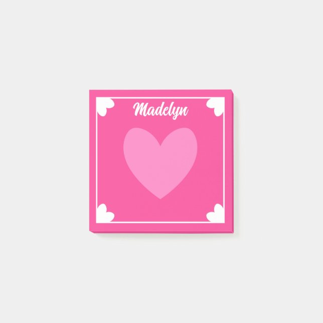Sehr Girly Hot Pink White hört Ihren Namen Post-it Klebezettel (Vorderseite)