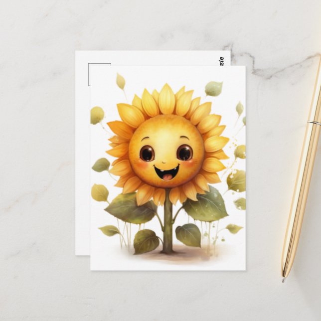 Sehr glückliche Gelbblüte Postkarte (Vorderseite/Rückseite Beispiel)