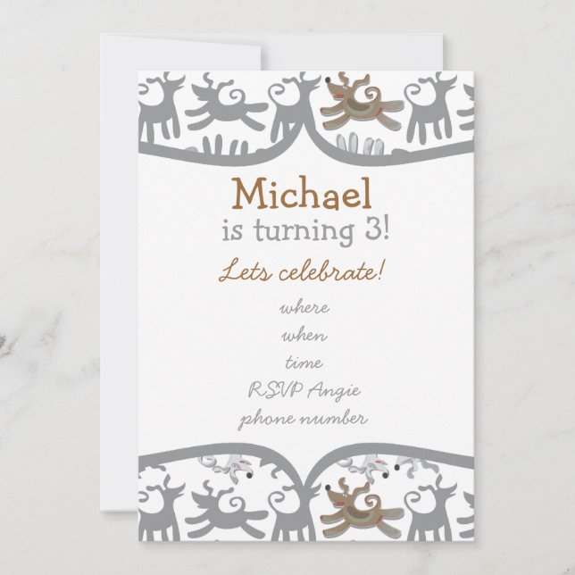 sehr glückliche Hunde mit Rahmen Einladung (Vorderseite)