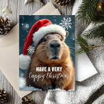 Sehr glückliche Weihnachten Capybara Weihnachten Karte<br><div class="desc">Mit dieser lustigen Weihnachtskarte mit dem beliebtesten Chili-Tier - der Capybara - können Sie sich in dieser Weihnachtszeit ein wenig Capy Weihnachten gönnen! In einer festlichen Weihnachtsmannmütze und umgeben von Schneeflocken, bringt diese Karte einen zusätzlichen Spaß in Ihre Urlaubsszenarien. Ideal, um Ihre Weihnachtstraditionen mit einer sonderbaren Touch zu bereichern, ist...</div>