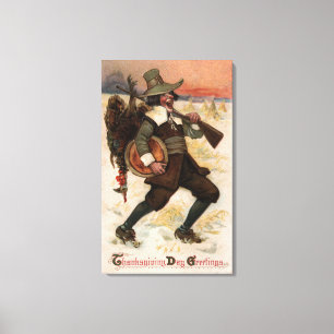 Sehr glücklicher die Türkei-Jäger Leinwanddruck